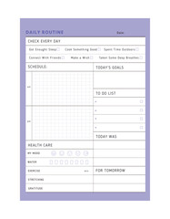 Daily Routine planner. (Purple)  