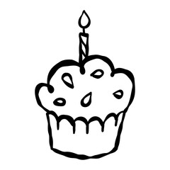 Birthday cake vector illustration, greeting card decoration icon