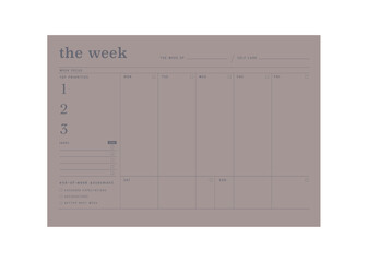 The week Planner. (Chocolate) 