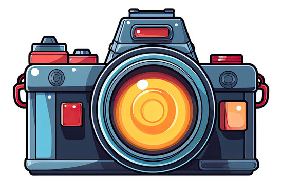 Cute photo camera cartoon illustration isolated.