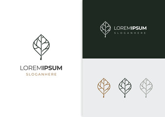 vector leaf logo abstract linear style icon