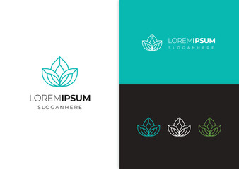 Vector leaf logo line vector design illustration