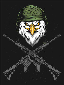 eagle head with military helmet poster