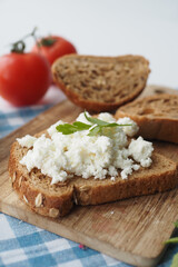 fresh paneer on a bread on table 