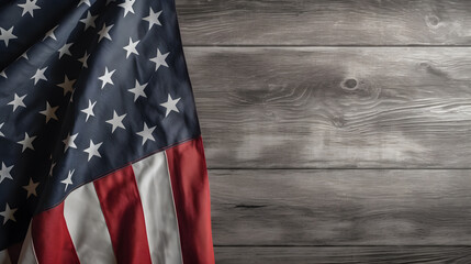American flag on wooden background created with Generative AI 