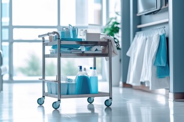 Hospital Trolley with stuff and equipment photography