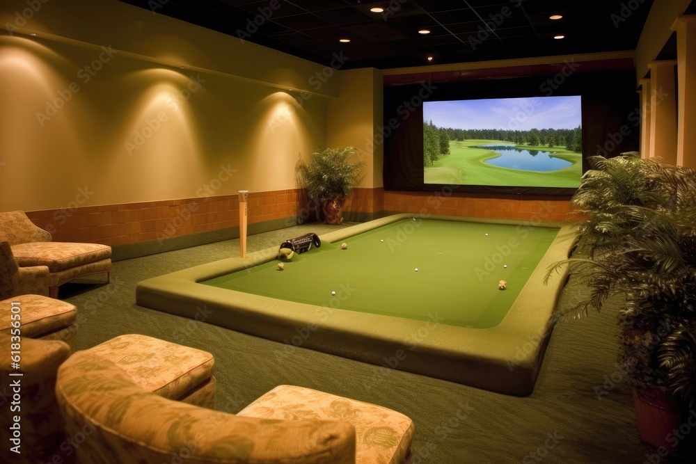 Wall mural indoor golf court tools and equipment design ideas photography