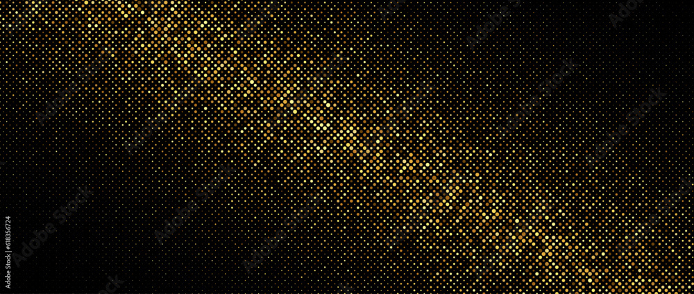 Poster golden gradient halftone background. shining comic glitter texture. pop up dotted sparkles pattern w