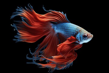 Fototapeta premium Action and movement of Thai fighting fish on a black background