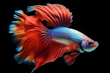 Fototapeta premium Action and movement of Thai fighting fish on a black background