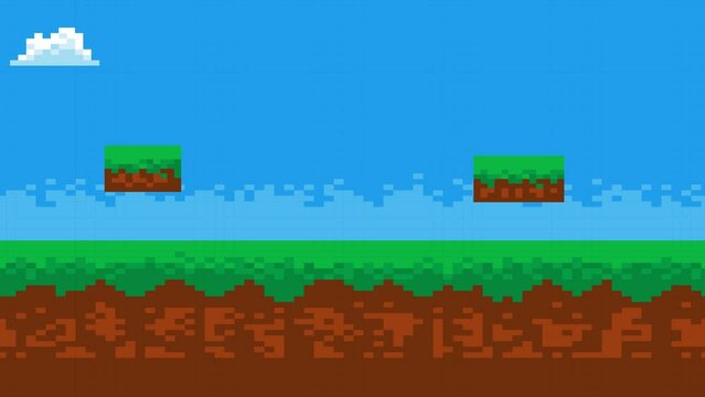 Pixel art game landscape background animation. animation 8 bit suitable for games or apps