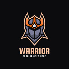 Vector Logo Illustration Warrior Simple Mascot Style.