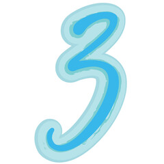 Number three.  Number font art deco. Decorative number.