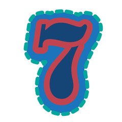 Number Seven.  Number font art deco. Decorative number.