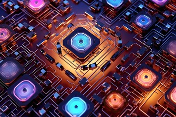 Futuristic AI Concept, Digital Circuitry Background