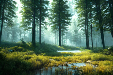 Obraz premium morning in the forest