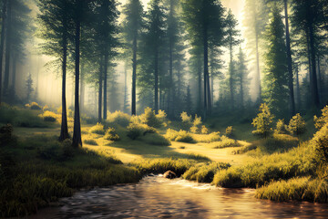 Obraz premium sunrise in the forest