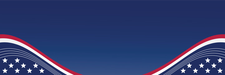 american independence day background, with decorated flag and free space for text. vector design for banner, greeting card, brochure, web, social media.
