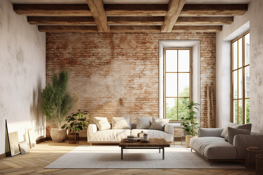 minimalist rustic living room interior