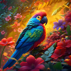 parrot with beautiful colors Generated AI