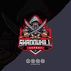 ninja assassin mascot logo for esport, gaming and other printing.