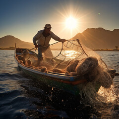 Fisherman in work