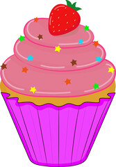 straeberry cupcake with fresh straeberry