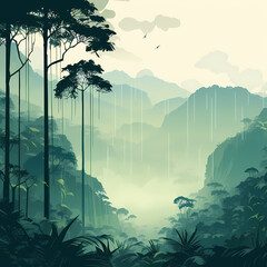 Rain forest wallpaper cartoon