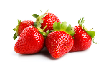Bunch of ripe strawberry berries on white background. A close up of strawberry.