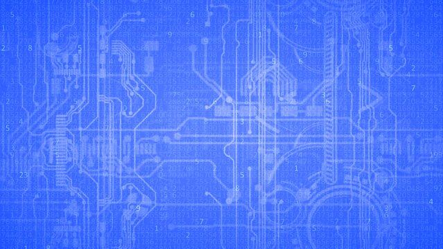 Matrix Canvas - Blue Print - Techno Loop - IT-technology  animation background loop