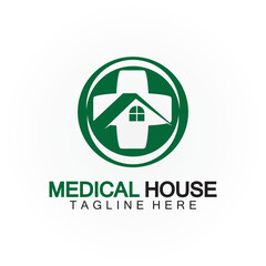 Medical house healthcare logo vector design template