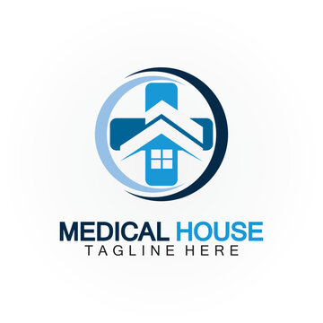 Medical house healthcare logo vector design template
