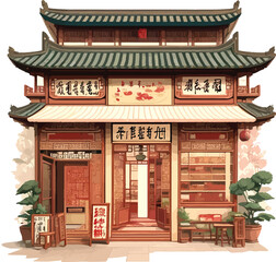 Fototapeta na wymiar Aesthetic traditional Chinese Store Vector