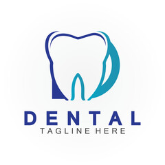 Initial D letter with Dental icon shaped inside vector logo design illustration suitable for dental health, clinic dentist, dental care.