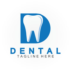 Initial D letter with Dental icon shaped inside vector logo design illustration suitable for dental health, clinic dentist, dental care.