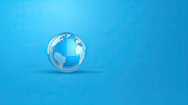 top view of planet picture on turquoise background, earth day concept, copy space