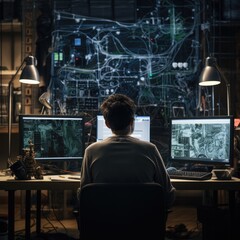 A programmer works at a computer through a neural interface