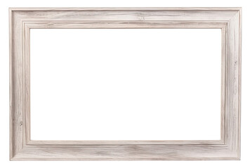 White wooden frame isolated on transparent background, Generative AI
