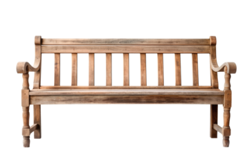 Wooden bench isolated on transparent background, Generative AI