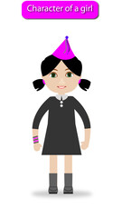 Girl dressed in birthday clothing _ illustration _ vector