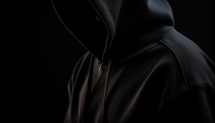 Hooded burglar lurking in the dark shadows generated by AI