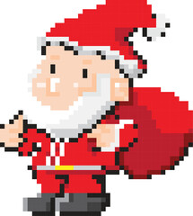 Fototapeta premium Christmas pixel art elements, 8 bit style graphic paint isolated with transparent background(PNG)