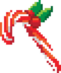 Fototapeta premium Christmas pixel art elements, 8 bit style graphic paint isolated with transparent background(PNG)