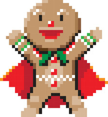 Obraz premium Christmas pixel art elements, 8 bit style graphic paint isolated with transparent background(PNG)