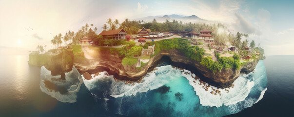 Fototapeta na wymiar view of tropical island, design mockup 