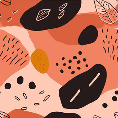 Seamless pattern with hand drawn organic shapes. Vector illustration.