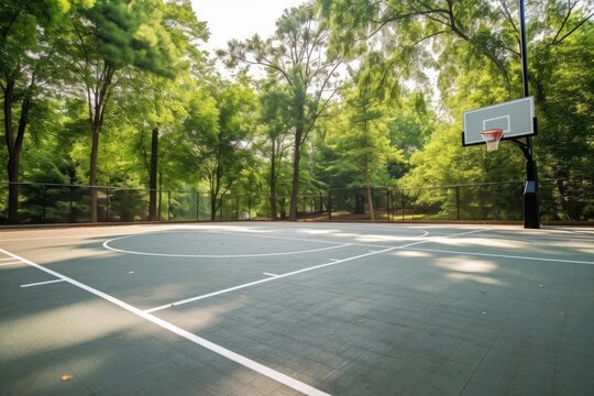 outdoor basketball court tools and equipment photography