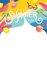 Summer promotion banner with summer tropical beach vibes background and copy space