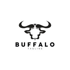 Buffalo Logo, Livestock Farm Animal Vector, Buffalo Head Design Simple Template Silhouette