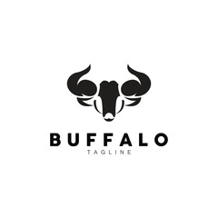 Buffalo Logo, Livestock Farm Animal Vector, Buffalo Head Design Simple Template Silhouette